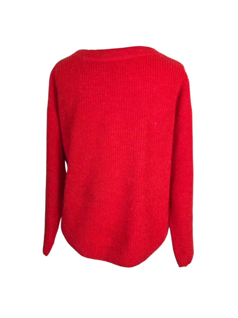 Sezane Red Tie-Neck Scoop Sweater with front Neck Tie - Picture 5 of 12